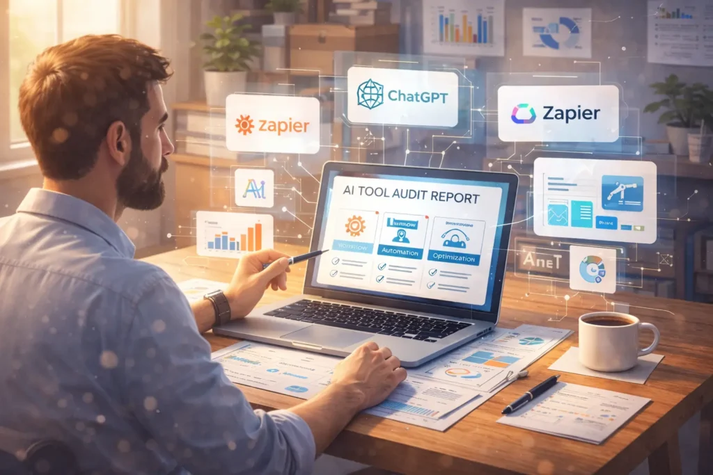 AI side hustle using AI tool audits to optimize business workflows