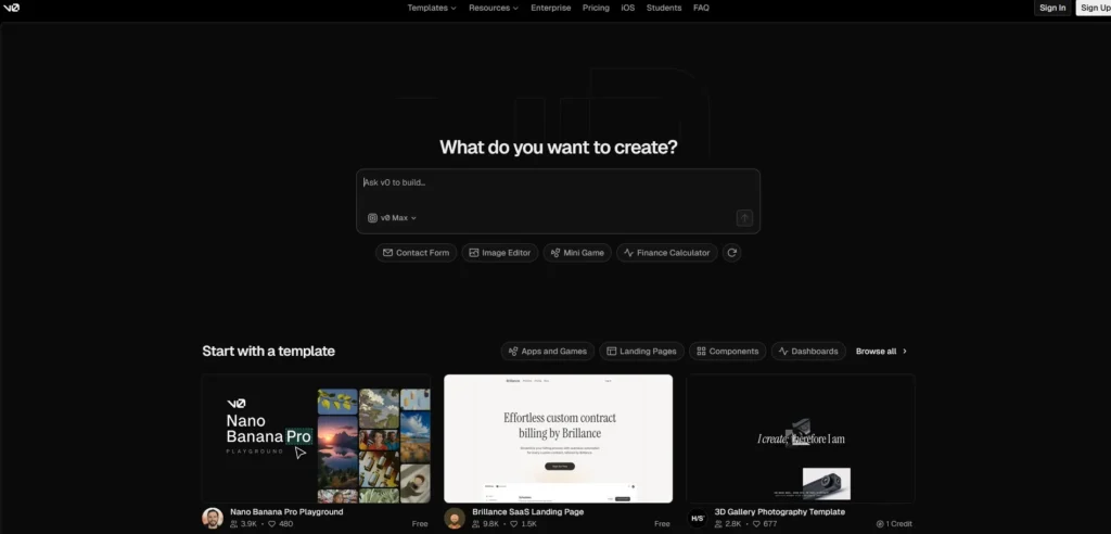 v0 ai website builder