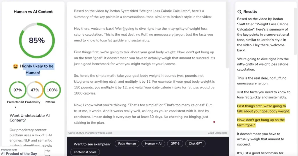 ai detector tools - writer testing